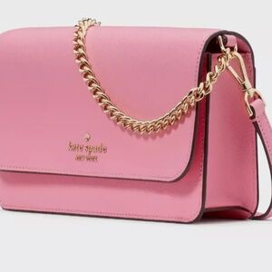 Kate Spade Madison Flap Crossbody Bag Pink Leather Chain Purse